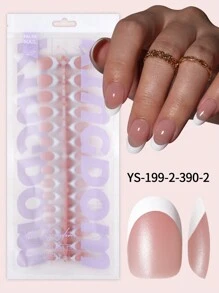 120 cái/túi Mới của Pháp có viền trắng có chiều dài trung bình Hình thang có thể đeo được Miếng dán móng tay phủ mờ toàn bộ Đầu móng tay nửa thành phẩm Miếng dán móng tay có thể đeo được trên móng tay Đồ dùng làm móng - Rượu sâm banh - Xem 13