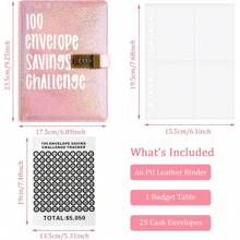 100 Envelopes Saving Challenge Binder, Money Saving Challenge Budget Binder With 100 Cash Envelopes, Savings Challenges Book With Lock, Easy And Fun Way To Save 5050 Dollars - Multicolor - View 4