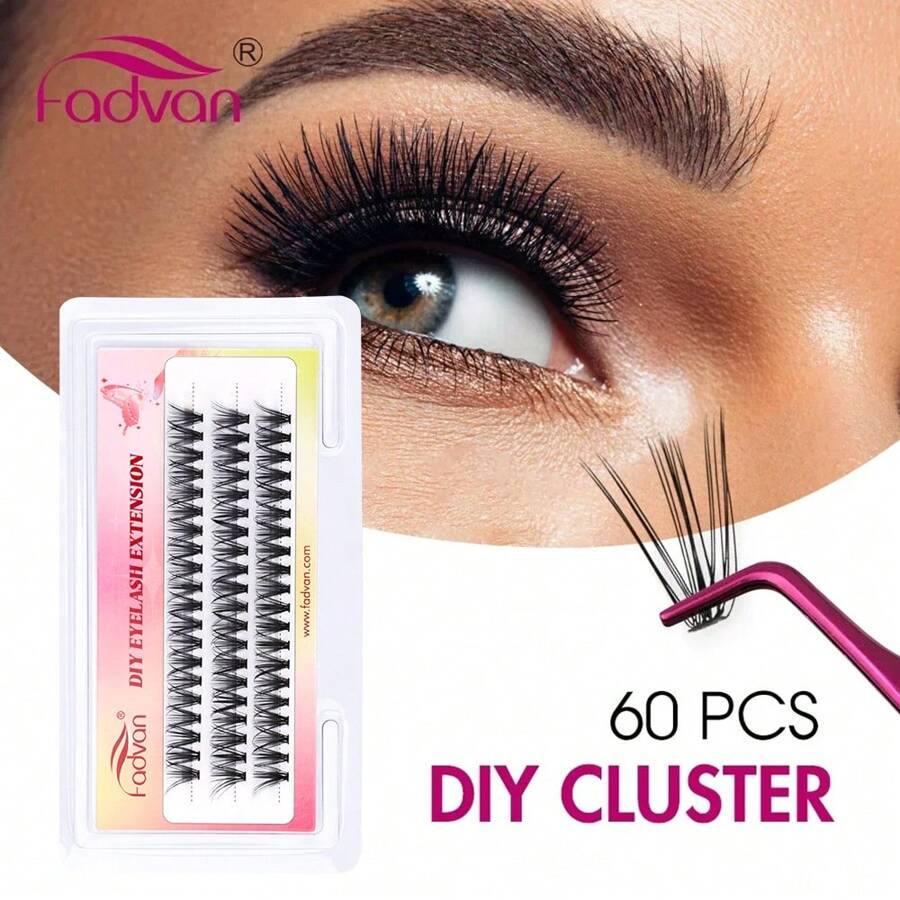 FADVAN 1/6pcs 60PCS 3Rows Diy Premade Fan Lash Extensions 10/20/30/40D 8-14mm 0.07mm Thickness Eyelash Bundles Cluster Russian Volume Fans Soft Grafting Lashes Supplies Individual Natural Eyelash Extensions Eyelashes Cluster Lashes