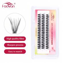 FADVAN 1/6pcs 60PCS 3Rows Diy Premade Fan Lash Extensions 10/20/30/40D 8-14mm 0.07mm Thickness Eyelash Bundles Cluster Russian Volume Fans Soft Grafting Lashes Supplies Individual Natural Eyelash Extensions Eyelashes Cluster Lashes