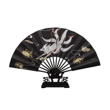 1pc Nine-Tail Fox Fan Retro Female Red Fox Tassel Silk Fan Hanfu Chinese Style Paper Fan Night God