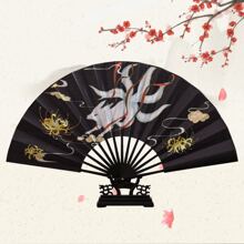 1pc Nine-Tail Fox Fan Retro Female Red Fox Tassel Silk Fan Hanfu Chinese Style Paper Fan Night God