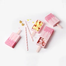 10pcs Paper Ice Cream Shape Candy Boxes Popsicle Shape Treat Boxes Cartoon Popsicle Candy Box Vandy Folding Paper Box For Birthday Wedding Party Favors - Blue - View 4