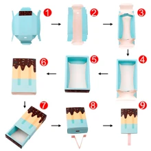 10pcs Paper Ice Cream Shape Candy Boxes Popsicle Shape Treat Boxes Cartoon Popsicle Candy Box Vandy Folding Paper Box For Birthday Wedding Party Favors - Blue - View 8