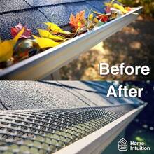 1-Pack Plastic Gutter Guard Mesh Roll 15cm X 300cm Rain Gutter Long Gutter Leaf Guards Leaf Guard-Stop Clogged Gutters-With 10 Clip Fixed Hooks.DIY Gutter Protection Prevent Gutter Drain Downspout Clogging - Black - View 2