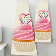1pc Small Cake, Gingerbread Man, Candy Cane, Pizza, Nail Polish 3D Patterned Linen Apron For Kitchen Cooking Home Use - Multicolor - View 3