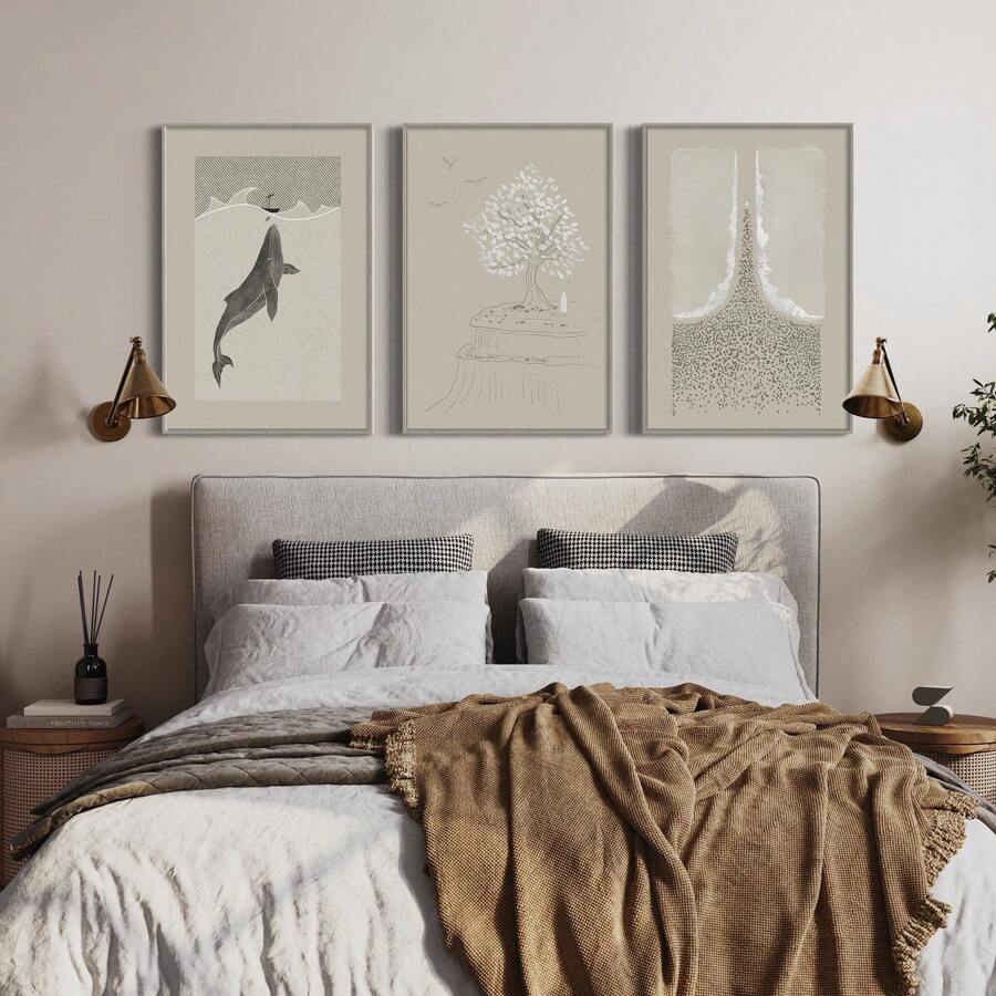 Bộ 3 bức tranh in câu Kinh thánh Jonah và bức tranh in cá voi Nghệ thuật treo tường Dụ ngôn về hạt cải Moses chia đôi Biển Đỏ Trang trí theo đức tin Cơ đốc giáo Không có khung - Nhiều màu - Xem 1