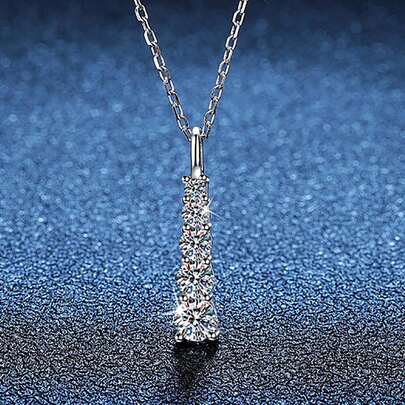 1 Vòng cổ Moissanite Bạc 925 đơn giản và thời trang, thích hợp cho phụ nữ đeo hàng ngày, dự tiệc, đi làm, ngày lễ tình nhân, Giáng sinh, quà tặng trang sức Ngày của Mẹ