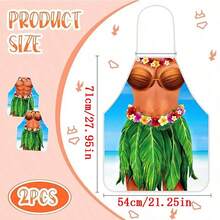 1pc 3D Cartoon Creative Hawaiian Pattern Apron For BBQ Party, Personalized Apron For Kitchen - Multicolor - View 6