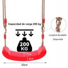 Juego de Columpio,Set de Columpio con Cuerda Ajustable,Columpio Hebilla,Seguro y Duradero,Juego de Columpios para Niños Mayores de 4 Años,se Puede Instalar en Interiores, Exteriores,árbol Etc. - Rojo - Ver 3