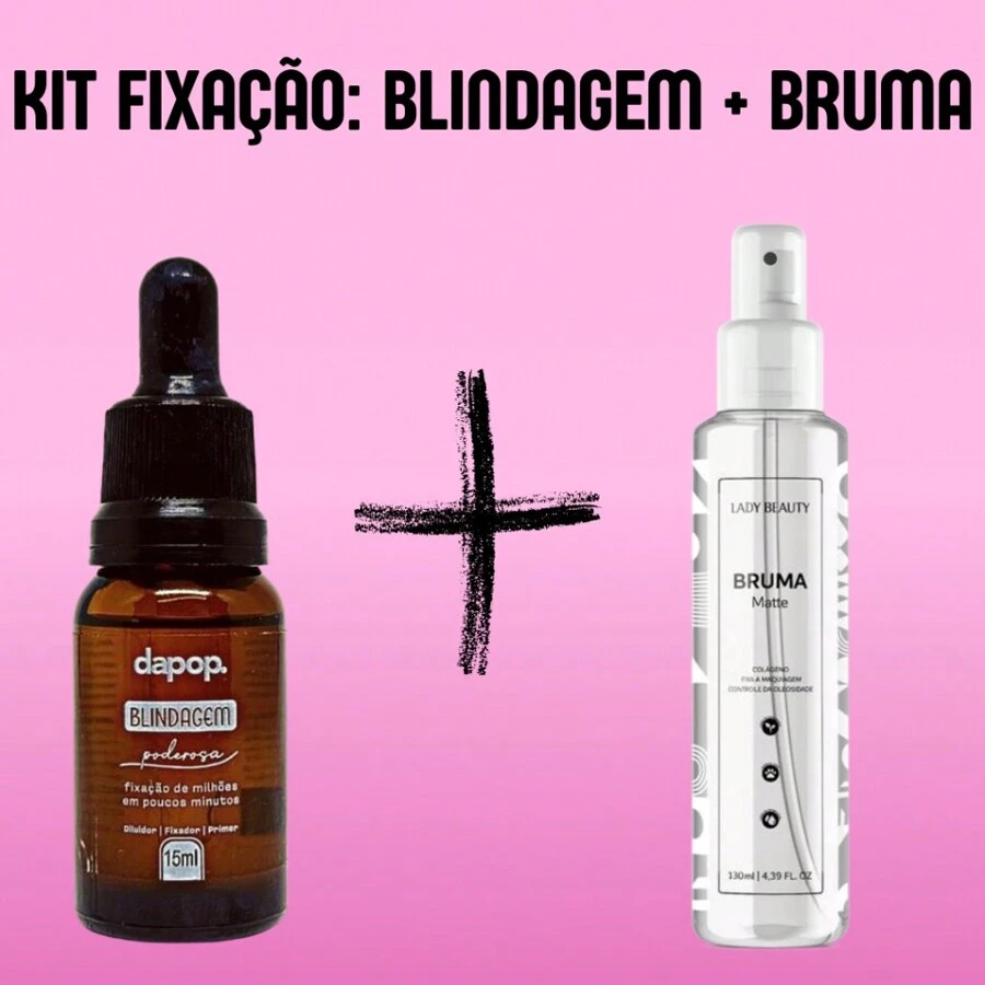 Kit Blindagem Poderosa 15 ml Dapop + Bruma Fixadora Matte Refrescante Lady Beauty Festa Junina - Transparente - Visão 1