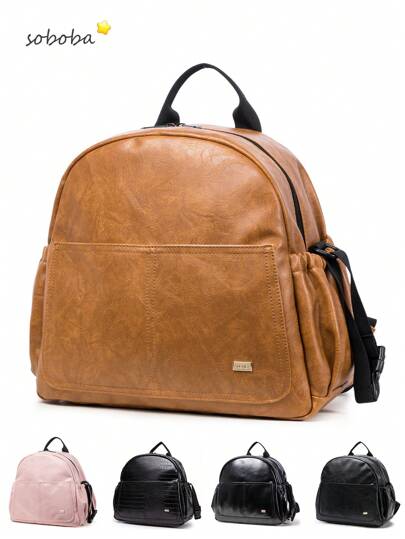 SOBOBA 1入實色媽媽懷孕背包，大容量、防水和嬰兒車掛架設計，適用於戶外使用