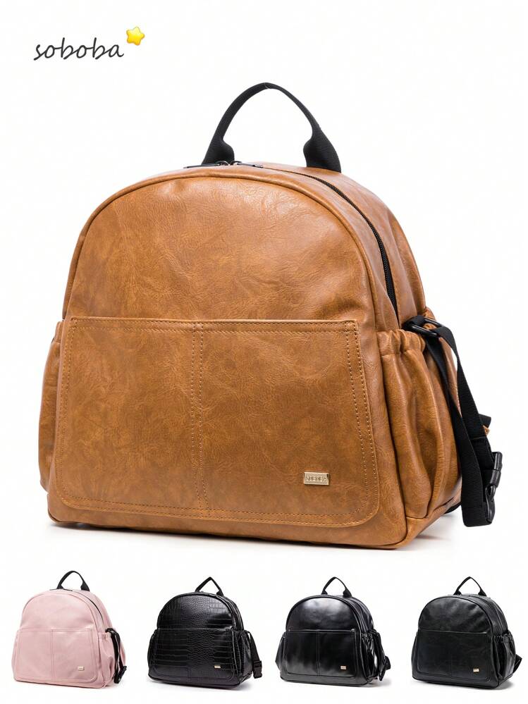SOBOBA 1 pieza de Mochila unicolor para pañales de mamá con gran capacidad, diseño impermeable y para colgar en el cochecito de bebé, apta para uso al aire libre