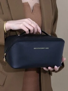 1pc Women's Fashionable High Capacity Cosmetic Bag Portable Travel Handbag Storage Organizer Makeup Travel Toiletry Organizer Essentials Gifts Storage Zipper Accessories Nail