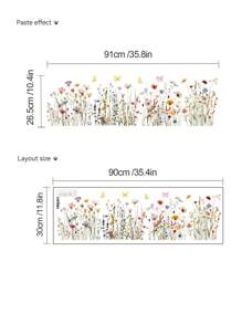 mama look 1piece Beautiful Plants And Flowers Wall Stickers For Bedroom Living Room Sofa Background Wall Or Baseboard Decor Removable PVC Decal Mural, Stickers, Wall Decal, Vinyl Decal For Home Decorations, Spring Decoration Items Refresh Your Home, Rama Decoration Stickers Gifts Birthday Graduation