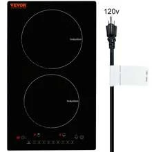 Electric Cooktop, 2 Burners, 12'' Induction Stove Top, Built-In Magnetic Cooktop 1800W, 9 Heating Level Multifunctional Burner, LED Touch Screen W/Child Lock & Over-Temperature Protection - Black - View 1