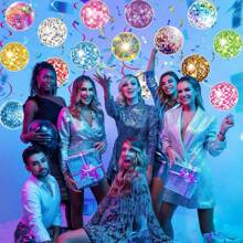 48 sztuk Disco Party wiszące dekoracje wirowe, 70-te kolorowe kule dyskotekowe dekoracje urodzinowe, dyskotekowe serpentyny wirowe na imprezę tematyczną, artykuły sufitowe, na 20-te urodziny z lat 70., Boże Narodzenie