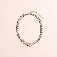 1pc Hip-Hop Rhinestones Decorated Luxurious Snake Necklace - Silver - View 2