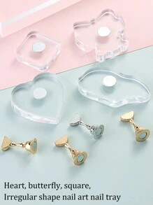 1 Piece Of Nail Practice Base, Transparent Magnetic Nail Practice Bracket Base Nail Art Nail Tray - Multicolor - View 2