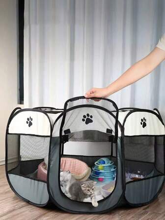 1pc Octagon Pet Fence, Pet Tent, Cat Cage, Cat Maternity Ward, Dog Bed, Cat Bed, Dog Cage For Small Pets