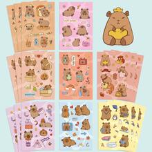 8 hojas/paquete de pegatinas de grafiti de Capibara, pegatinas de rompecabezas DIY hechas a mano con diseño de caricaturas - Multicolor - Ver 7