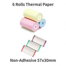 6Rolls Coor Thermal Paper Non-Adhesive 57x30mm For Mini Thermal Printer Wireless Pocket Portable Inkless Sticker Printer For Study, Notes, Pictures, Photos, Journals - 6Rolls Thermal Paper - View 7