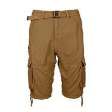 2-Pack Men's Distressed Cotton Cargo Belted Shorts - 深卡其色和橄欖色 - 查看 2
