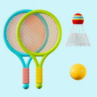 Ensemble de raquettes de badminton, jouets de raquettes de tennis pour sports de plein air interactifs, soulagement du stress, convient comme cadeau de Noël ou d'anniversaire