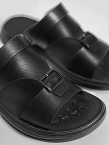 Ciabatte da uomo extra large, taglie 45-47, pantofole casual traspiranti alla moda - nero - Visualizzare 5