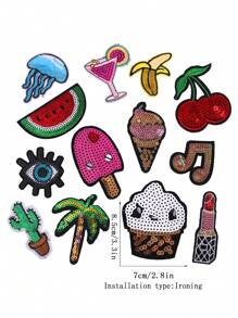 20/30 miếng vá thêu họa tiết hoạt hình ngẫu nhiên hình nơ, quả anh đào, ngôi sao năm cánh, miếng vá ủi và may theo phong cách hoạt hình dễ thương cho quần áo, túi xách và mũ - Nhiều màu - Xem 11