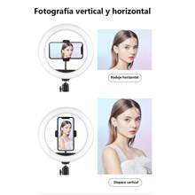 Lámpara de anillo LED 3D de 18 colores rgb con iluminación fotográfica de trípode, lámpara de anillo de selfie soporte de teléfono móvil de video - 10 pulgadas - Ver 6