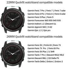 22mm&26mm Quickfit Watchbands For Garmin Fenix 7X/7X Pro/Tactix 7 Pro/6X Pro Fenix 5 Plus Hook&Loop/Alpine Loop Nylon Watch Band For Garmin S60 Garmin Tactix Delta