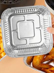 20/50入組，重型一次性鋁製長方形鋁箔盤連蓋，可回收錫製食品儲存托盤，適合烹飪、烘焙、餐飲外帶使用（不含蓋） - 銀色 - 查看 8
