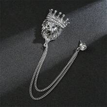 1 peça Broche em forma de ave de rapina feroz (morcego, lobo, águia) em estilo retrô dourado/prateado para terno masculino