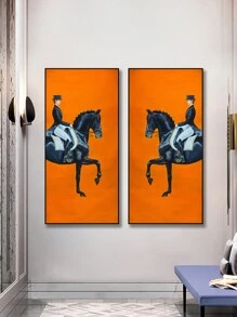 1/2Pcs, Optional Frame, Large Size Canvas Printing Painting, Modern Fashion Style, Grand And Luxurious Orange Horse, Room Decoration Stuff, Wall Art Poster, Maximum Size 70*140cm, Living Room Sofa Background Decor, Foyer Corridor Decor, Home Decor, Bedroom Decor, Bathroom Decor, Decor Room, Office Decor, School Decor, PVC Rigid Pipe Packaging
