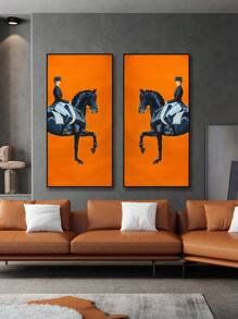 1/2Pcs, Optional Frame, Large Size Canvas Printing Painting, Modern Fashion Style, Grand And Luxurious Orange Horse, Room Decoration Stuff, Wall Art Poster, Maximum Size 70*140cm, Living Room Sofa Background Decor, Foyer Corridor Decor, Home Decor, Bedroom Decor, Bathroom Decor, Decor Room, Office Decor, School Decor, PVC Rigid Pipe Packaging