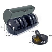 Pill Box 14-Cell 7 Day Dispenser 2 Times A Day Portable Travel Pill Box, Pill Case - Multicolor - View 8