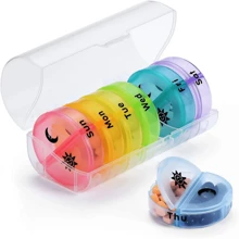 Pill Box 14-Cell 7 Day Dispenser 2 Times A Day Portable Travel Pill Box, Pill Case - Multicolor - View 6