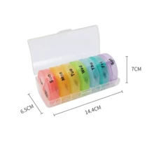 Pill Box 14-Cell 7 Day Dispenser 2 Times A Day Portable Travel Pill Box, Pill Case - Multicolor - View 4