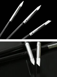 5支装亚克力美甲雕塑刷，雕刻、绘画、UV凝胶塑形硅胶刷，适用于美甲DIY美甲工具 - 黑色 - 查看 6