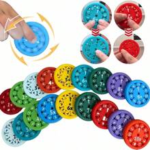 Math Fidget Spinners 9pcs Set - Addition, Subtraction, Multiplication & Division - Numbered Spinning Tops For Learning, Stress Relief, Party Games & Activities - Multicolor - View 2