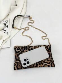 Fashion Women's Leopard Print Clutch/Envelope Bag With Chain, New Evening Bag Crossbody Bag, Leopard Print Bag