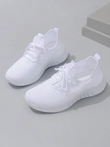 Giày thể thao nữ mùa xuân mới, thời trang, thoáng khí, nhẹ, chống trượt, chống mài mòn, giày bệt thường ngày, màu trắng, dành cho học sinh - trắng - Xem 5