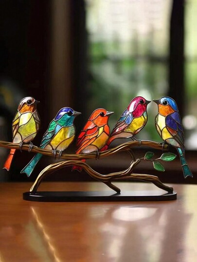 Metal Colorful Bird Tree Branch Tabletop Decorations Decorations, Lifelike Metal Bird Tree Branch Decorations, Colorful Hummingbird Craft Sculptures, Bedroom Decorations