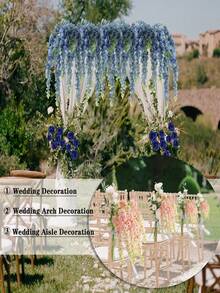 1入組人造藤蔓花，仿真絲綢藤蔓花，仿真絲綢模擬槭花花環，假藤蔓花掛著盆裝飾，適用於家居裝飾、派對、地面花瓶、陽台、婚禮佈置裝飾 - 紫藤花 - 查看 12