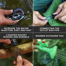 Bolsa de ducha portátil de camping de 5 galones con calentador solar - con tubo desmontable y cabezal intercambiable para aventuras al aire libre, playa y natación - Multicolor - Ver 10