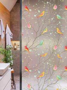 1pc Sunshine Colorful Static Electricity Glass Stickers With Branches And Birds, Window Stickers With Home Decoration Stickers, Can Be Freely Cut,No Damage To Glass, Can Be Reused Vinyl Decal,For Bedroom Decor,Room Decor Items,For Halloween Decor,Fall Decor,Classroom Decorations,Removable Sticker - Multicolor - View 8