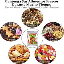 100 Piezas Bolsas Stand Up Pouch Transparente Cierre, Bolsas para envasado de alimentos, bolsas para conservación de alimentos frescos,Reutilizable, Resellables, absolutamente de alta calidad,Aluminio por Ambos Lados, Bolsas para envolver alimentos para Dulces, Accesorios, Aperitivos, Joyería, Cosméticos y Más, 14 x 20cm - 100 piezas(20 cm x 12 cm x 4 cm) - Ver 4