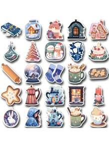 50张可爱冬季小物件卡通涂鸦贴纸，DIY笔记本、手机、iPad、电脑装饰防水贴纸，冬季迷你贴纸，手工贴纸，化妆贴纸，精美贴纸，冬季贴纸，Kindle贴纸