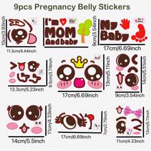 9 piezas Pegatinas para la barriga del embarazo, pegatinas graciosas de expresiones para mujeres embarazadas, pegatinas adorables de maternidad para celebrar el embarazo, perfectas fotos memorables y regalos inolvidables para madres embarazadas - Multicolor - Ver 2